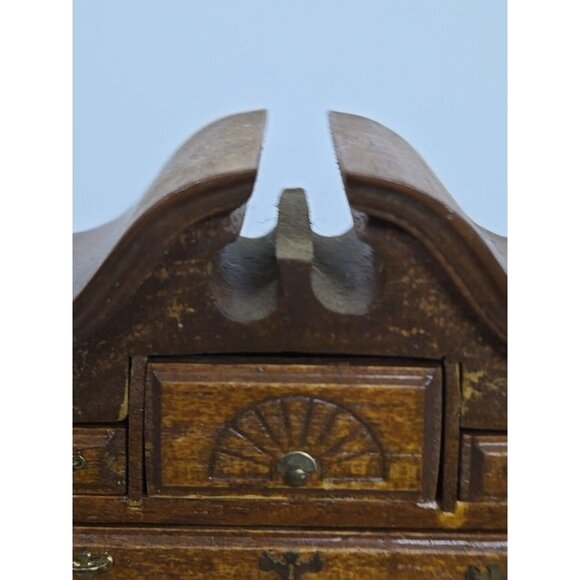 Vtg Artisan Dollhouse Miniature Chippendale Style Highboy Dresser  Cabriole Legs - Picture 11 of 14